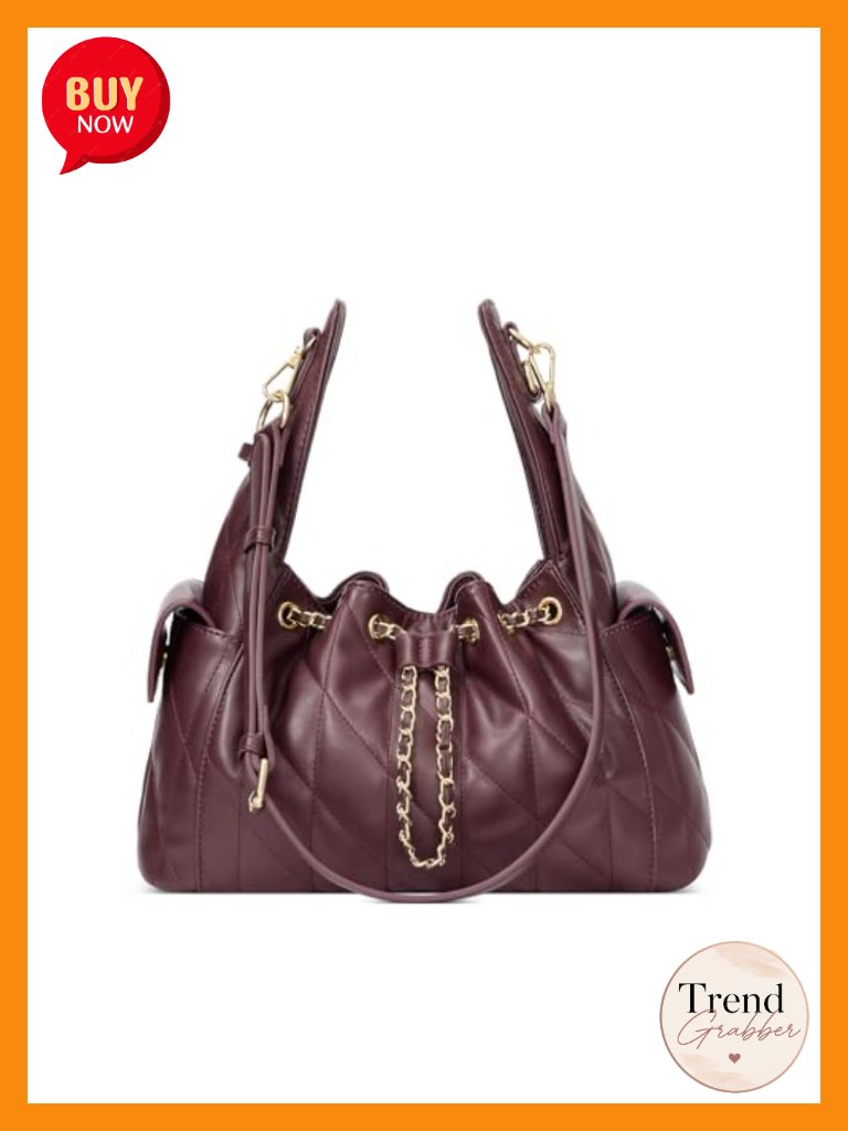 Quilted Vegan Leather Hobo Bag With Adjustable Strap, Slouchy Shoulder Purse